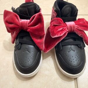 Jordan Kids Sneakers with Black and Pink Velvet Accents